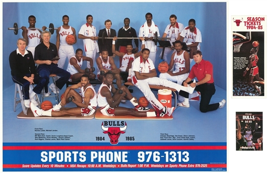 1984 Michael Jordan High Grade Rookie Season Chicago Bulls Memorabilia Including Advertising Poster, Ticket Brochure & Pocket Schedule 